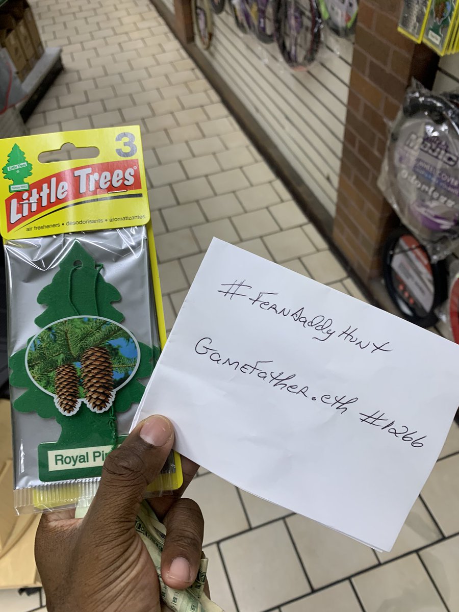 bjackson215's tweet photo. Grabbed 1 more before I hit the road today! Went to my local car wash spot and of course they had air freshener “Pine Trees” lol! So of course another item ✅off the @GRMI_Studios #FernDaddyHunt list! LFG #Ferndaddy fams https://t.co/kSVIPahpdx