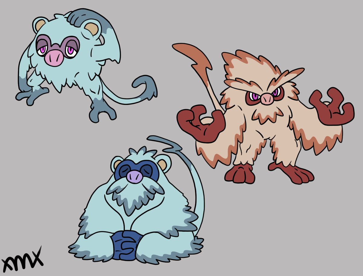 xxmensionxx's tweet photo. Regional MANKEY (Normal/Ice) & #regionalevolution SOMBERAPE, Calm State (Normal/Ice) & SOMBERAPE, Rage State (Normal/Fire)
#widepokemon #fakemon #regionalvariant #fakepokemon #pokemon https://t.co/NaAAhSiM0O