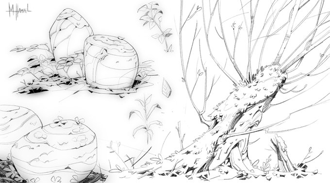 Nature study in Procreate. Also, linework practice! 