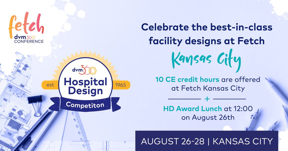 fetchdvm360's tweet image. The hospital of your dreams is one stop away! Learn from experts at Fetch KC in the Hospital Design Track that includes 10 CE credit hours! Join the 2022 Hospital Design winners at a luncheon on August 26th at 12:00 p.m. CT.
Click here to register now: bit.ly/3PAOhp1