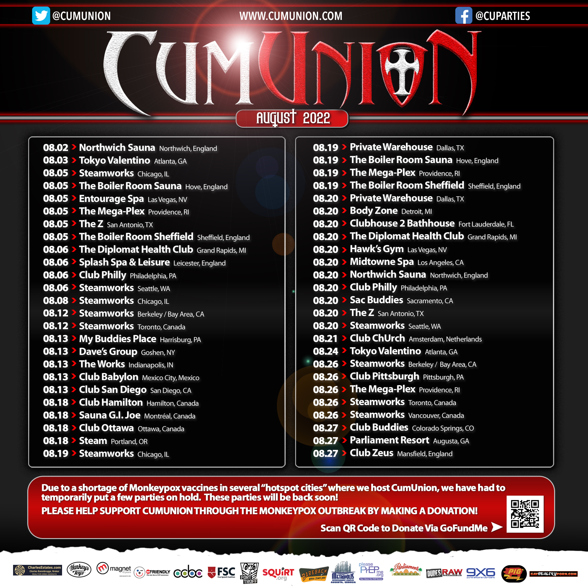 CumUnion on Twitter: "Check out our August 2022 CumUnion party schedule