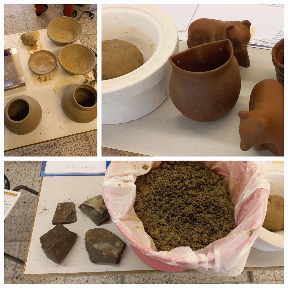 Today at Puolanka we explored the local materials for ceramics. Clay from the Saarijärvi crater was under discussion and hands-on investigation: "raw", thrown, and as products. #metsäkyläredclay #saarijärviimpactcrater #localmaterials #localceramics #finnishceramics