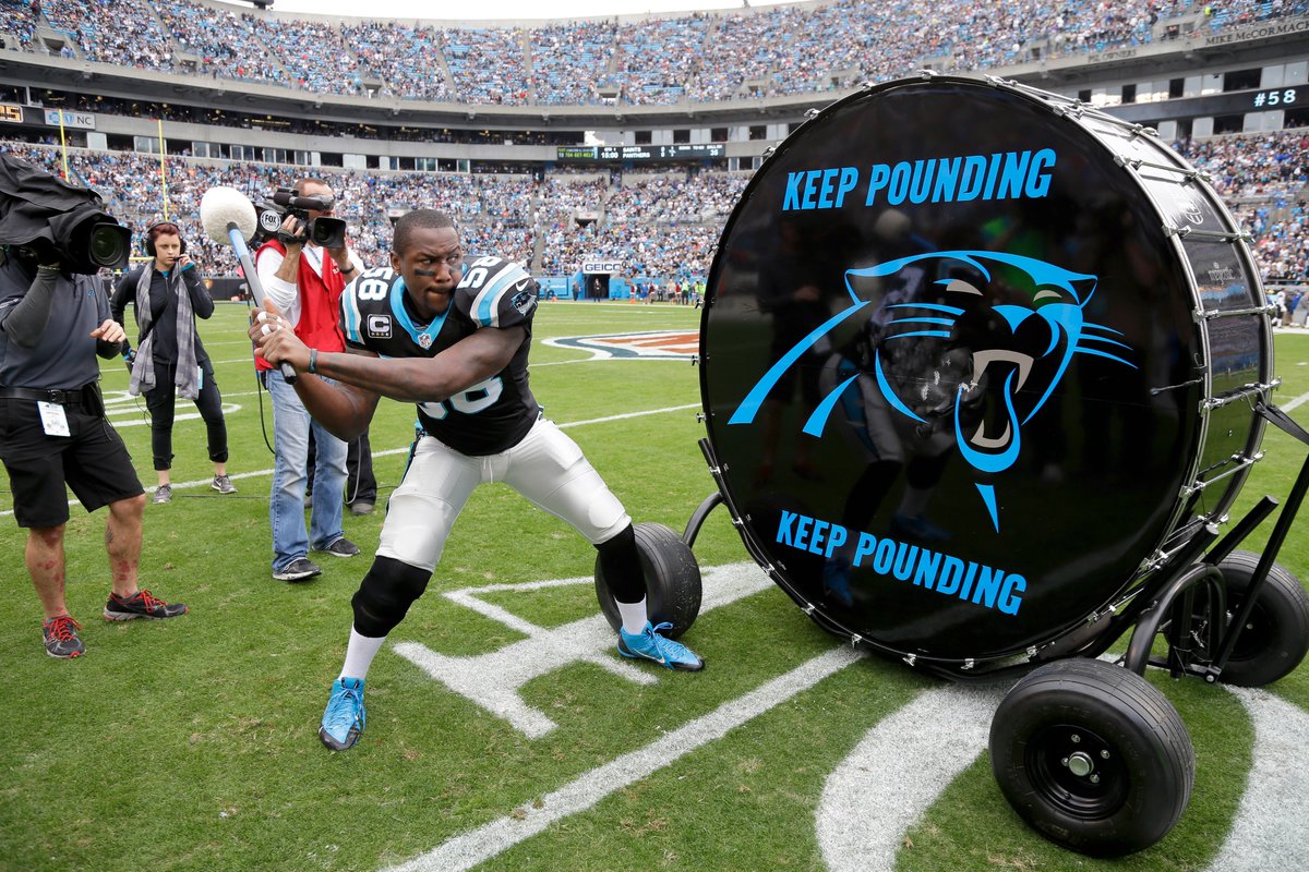 NFL's tweet image. “Keep Pounding. On Offense. On Defense. On Special Teams. On Every. Single. Play.”

The @Panthers will always #KeepPounding for Sam Mills. 💙🖤

📺: #PFHOF22 Enshrinement – 12pm ET on @nflnetwork