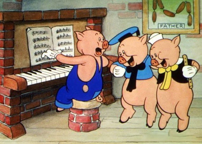 topdusavoir's tweet photo. Les 3 petits cochons ont la dépouille de leur père à la maison, pas en cendres mais en… saucisses, comme on peut le voir accroché sur le mur. https://t.co/9ErVeVxXoV