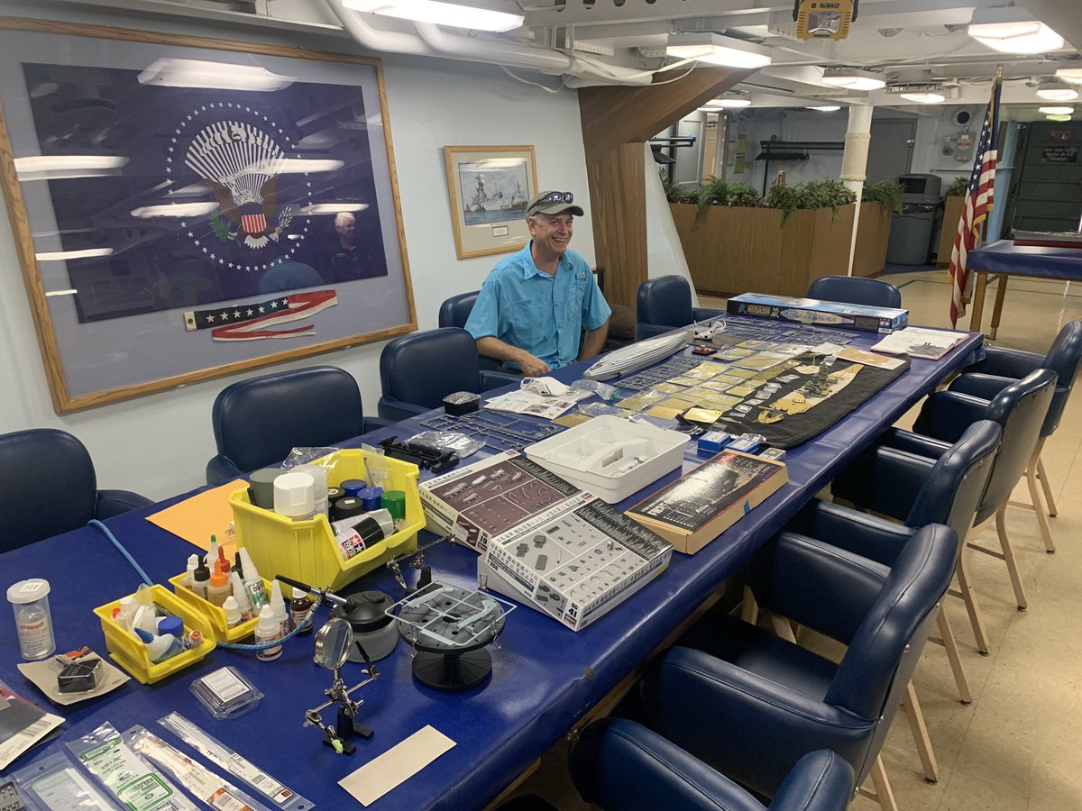 BattleshipNJ's tweet photo. Watch models being made, get tips on model making and see over 100 completed model ships aboard the @BattleshipNJ today, Sat., Aug. 6. We also have live pirate music and gun salutes. It’s #ModelCon with the Philadelphia Ship Model Society. https://t.co/tU5rNYDB6E