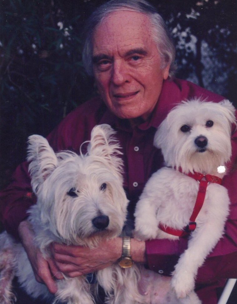 DonCoscarelli's tweet photo. The softer side of the Tall Man. The only thing Angus loved more than his fans were his dogs. Pictured with Cappy and Sugar. https://t.co/vQHWPVO0hj