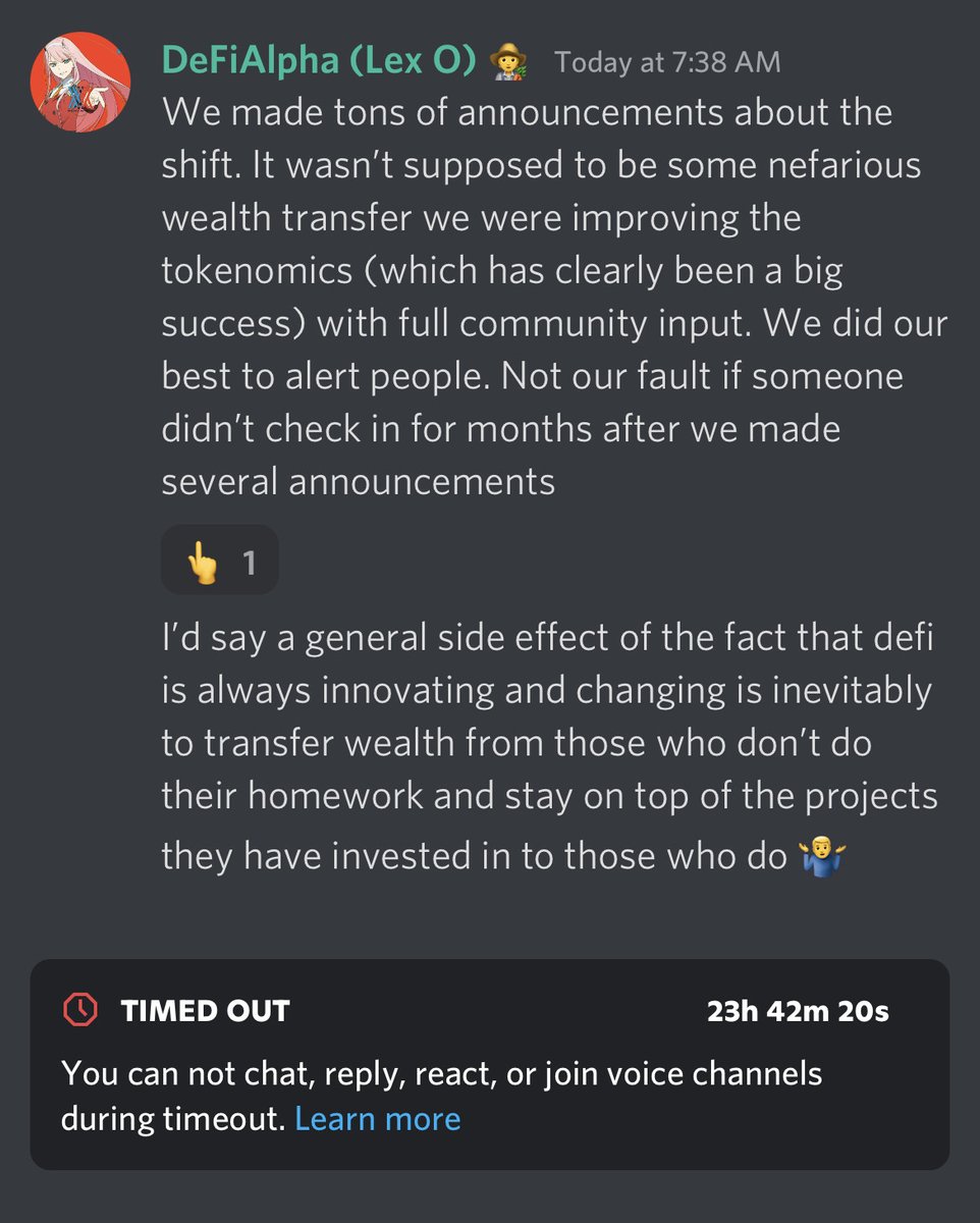 crmnlsf's tweet photo. @UmamiFinance @IntrinsicDeFi 
since im time'd out, my funds were locked for 1 year and you gave a week notice 8 months into before redistributing them. to touch on your last part: dont invest long term in ponzi, got it https://t.co/GVT4SNdevg