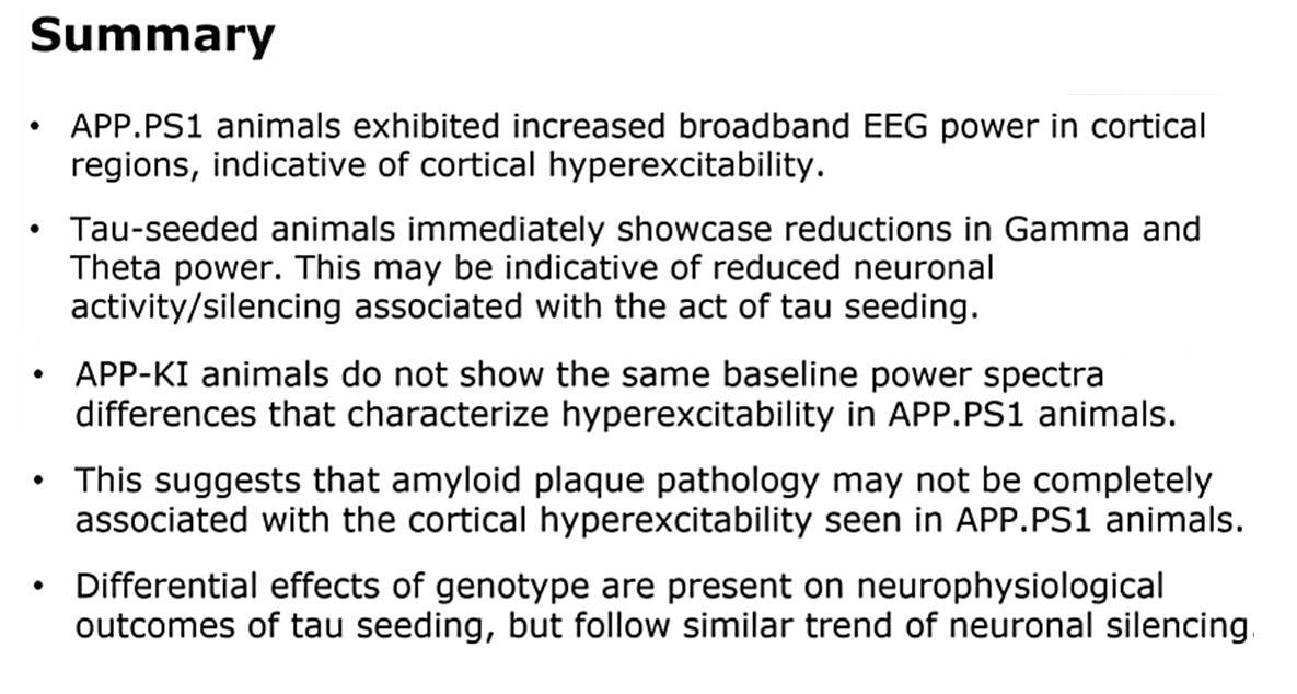 Great #AAIC2022 @ElectrophysPIA Session on “Neuronal E/I imbalance in @AlzheimerAms”. Dr Tok @Pim_Drinkenburg showed that in APP and tau-seeding mice, gamma @EEG_brainwaves relate to epileptiform activity and amyloid-tau pathology @ClinicalNeuroph @BabiloniClaudio @NssPia