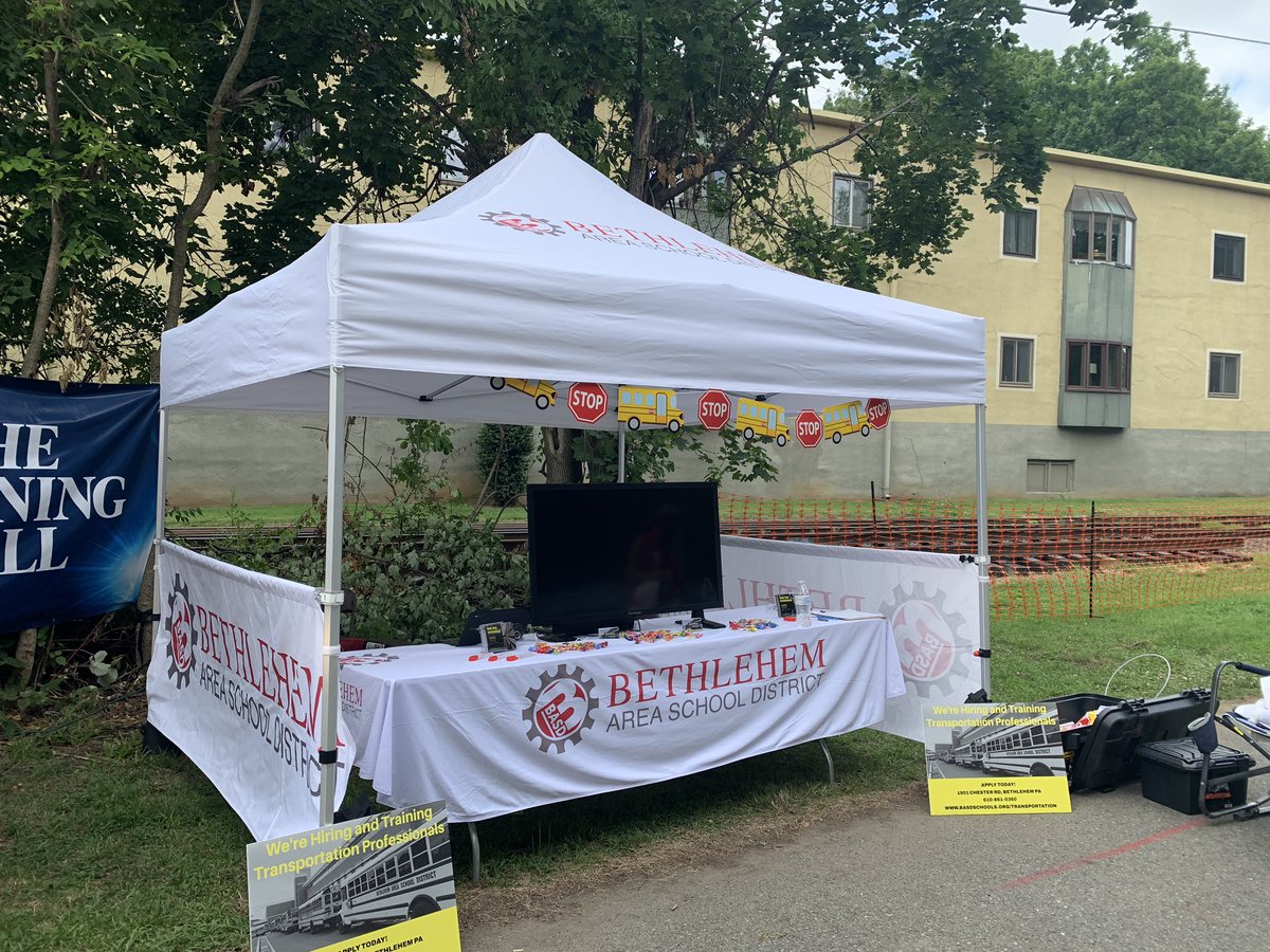 We’re setting up <a href="/Musikfest/">Musikfest</a> Festplatz. Stop by to find out about a great career in student transportation and make a difference for the kids in our community! #localheroes <a href="/BethlehemAreaSD/">BASD</a> <a href="/BASDSUPT/">Joseph Roy (Parody)</a> <a href="/basdjacksilva/">Jack Silva</a> <a href="/basdfacman/">Mark Stein</a>