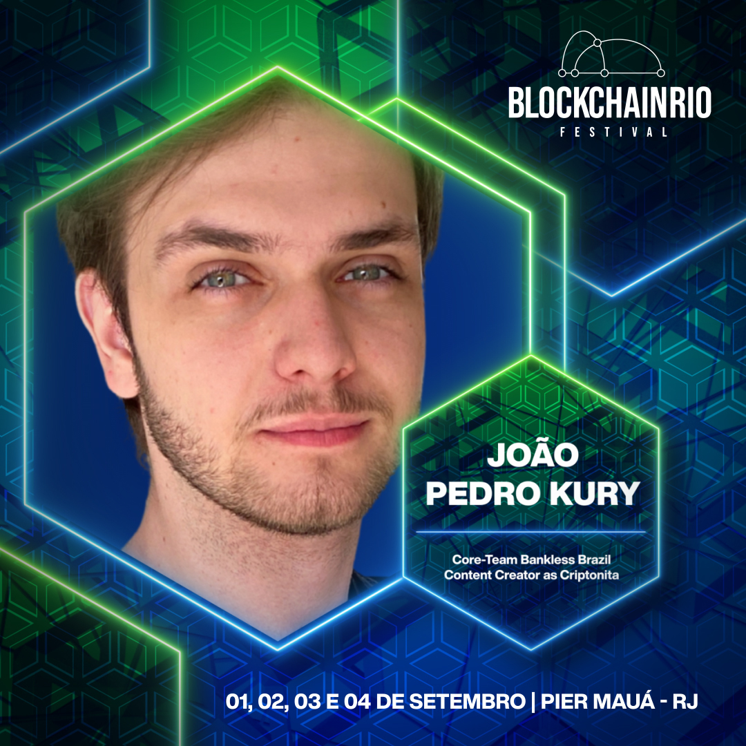 blockchain_rio's tweet photo. Palestrante Confirmado: João Pedro Kury
Core-Team Bankless Brazil DAO, Content Creator as Criptonita
#DAO #criptonita #blockchain https://t.co/OENd7xq3vT