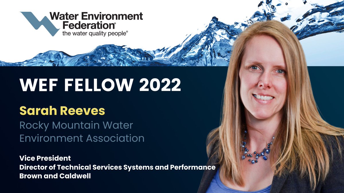 Join us in congratulating Sarah Reeves of the <a href="/RMWEA/">RMWEA</a> as a 2022 WEF Fellow! She has over 25 years of experience in #waterquality policy and regulation. She’s also an expert in developing and driving stakeholder involvement. #WEFAwards