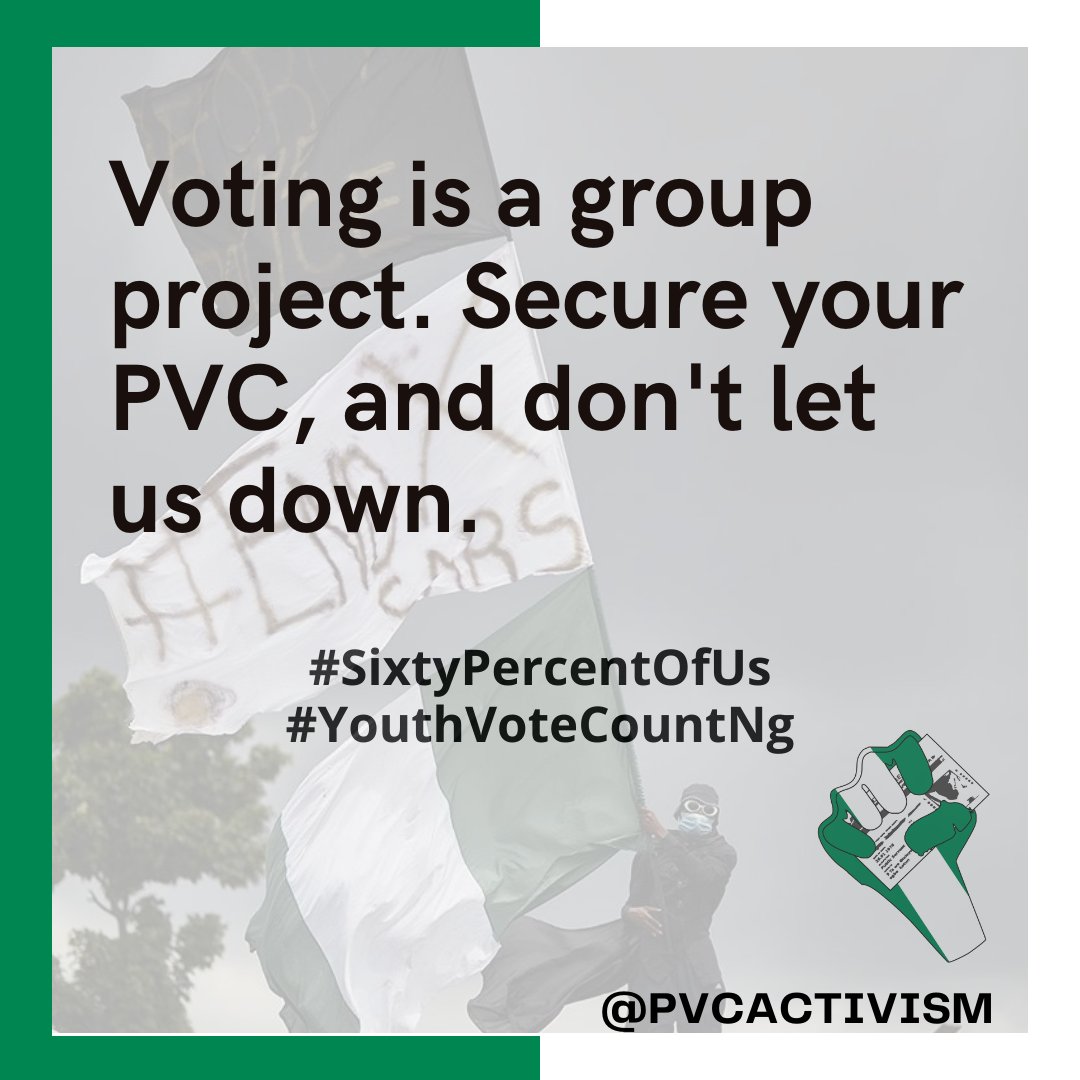 All PVCs registered between June 2021 and January 15th, 2022 should be picked up at the LGAs they are registered. Please don't delay. Go there now. Avoid stories. Avoid the rush. Avoid anything that could happen to your PVCs. Don't let us down. 

Secure your PVC at all costs.