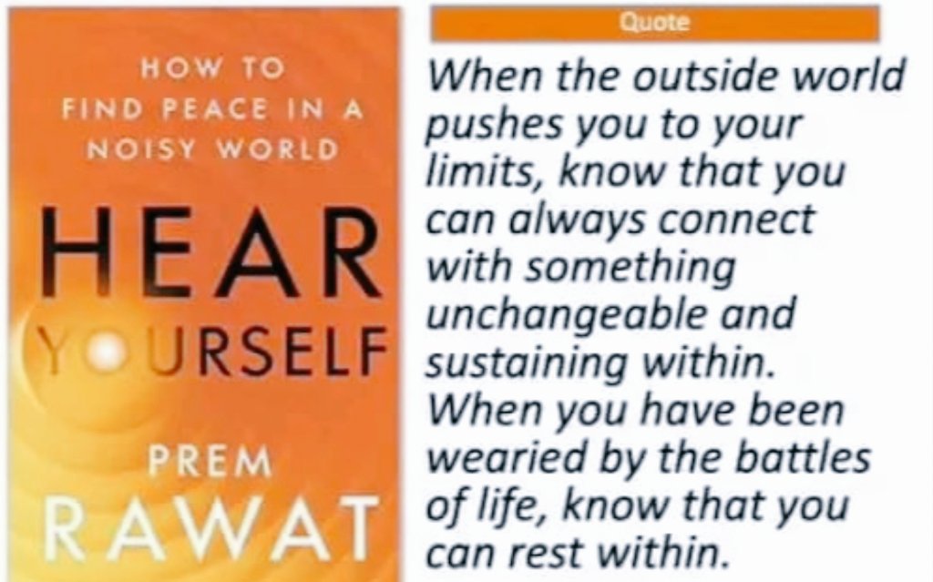 Prem Rawat - Hear Yourself, available now 

#PremRawat  #PeaceIsPossible #KnowTheSelf #PEP #PeaceEducationProgram 
#peace #inspiration #Breath #quotes #dailyquotes #life #rvk
#HearYourselfBook #Anjantv #RajVidyaKender #TPRF #ThePremRawatFoundation #wopg