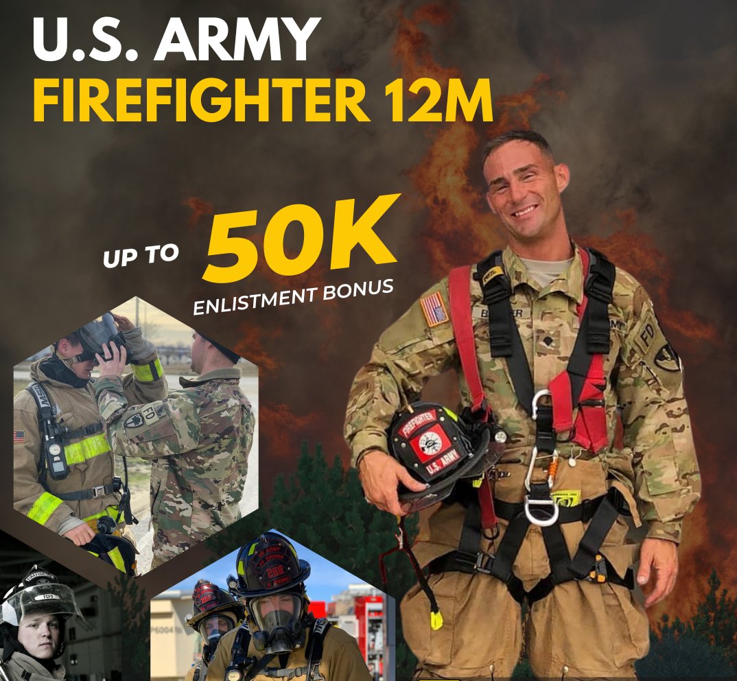 As an Army Firefighter, you’ll have the vital task of protecting peoples’ lives and property from fire, much like their civilian counterparts. You’ll control and prevent fires, not only in Army structures, but also aboard aircraft and ships. 
👉 go.usa.gov/xS73d 👈