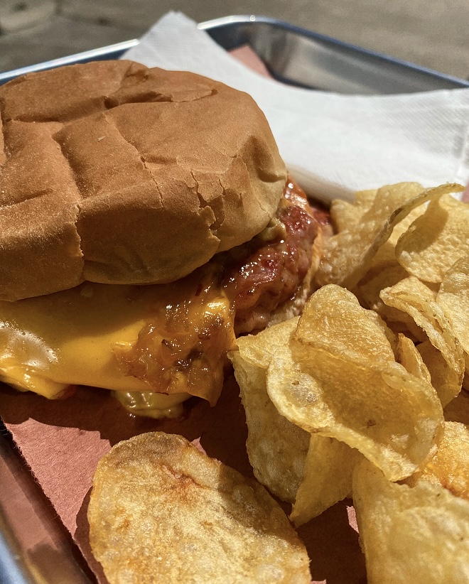 JBoucaniere's tweet photo. Saturday at  @JBoucaniere -  Breakfast until 12:00.  BBQ and Lunch starts around 10:30.  We're open until 3:00 PM To-day - pctured "The Smash Burger" https://t.co/s0hqLJXyDU