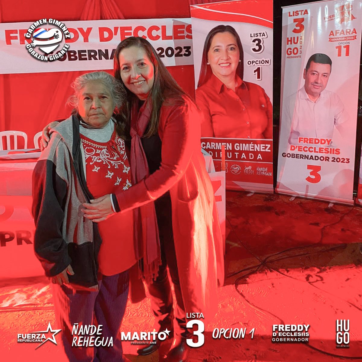 CarmenGimenezO's tweet photo. ¡Gracias Luz Bella!
#HugoPresidente
#MaritoANR
#FreddyGobernador
#CarmenDiputada
#ZunyBorjaMiembroTitularAnrNacional20
#CORAZÓNGIGANTE❤️ https://t.co/cd8dxEWLy5