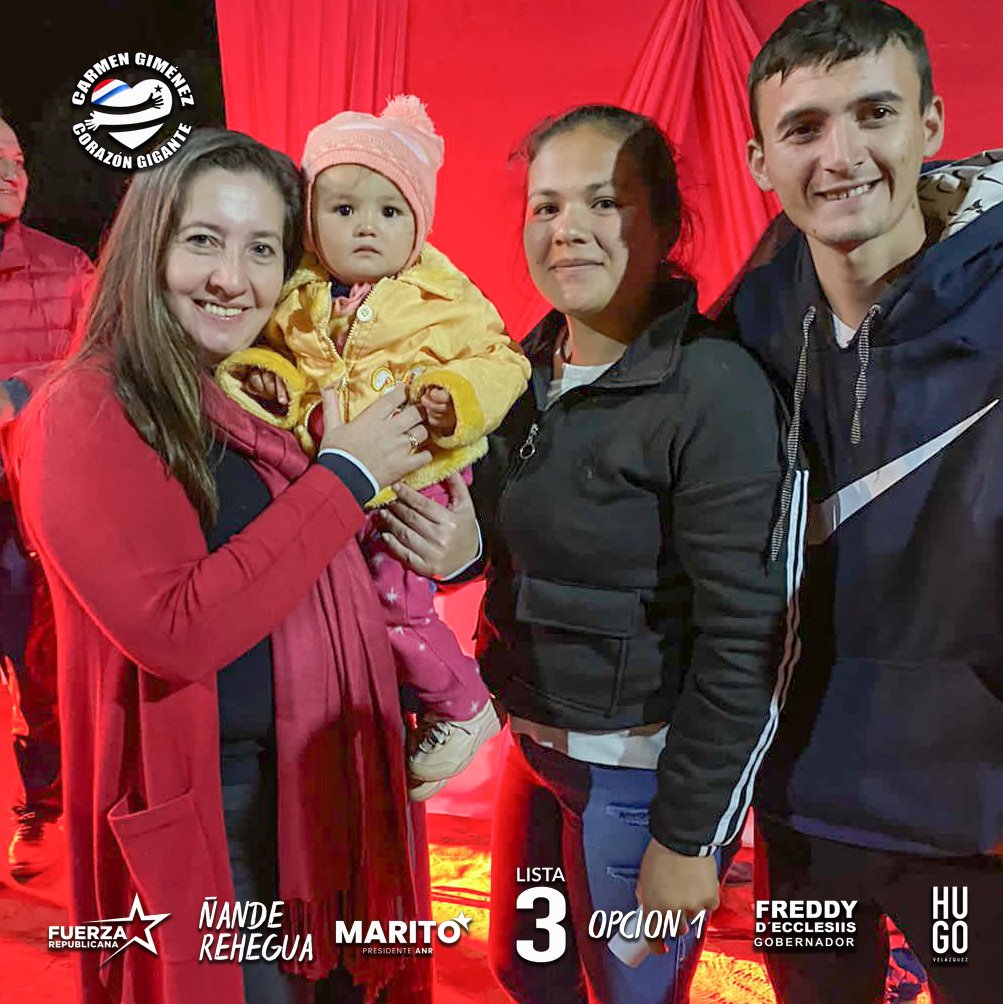 CarmenGimenezO's tweet photo. ¡Gracias Luz Bella!
#HugoPresidente
#MaritoANR
#FreddyGobernador
#CarmenDiputada
#ZunyBorjaMiembroTitularAnrNacional20
#CORAZÓNGIGANTE❤️ https://t.co/cd8dxEWLy5