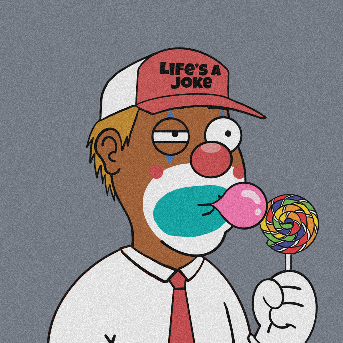 Eating my bubble gum <a href="/LifesAJoke_NFT/">Life’s a Joke: Community of Clowns</a>