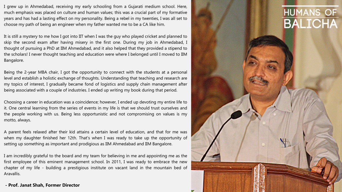 IIM_Udaipur's tweet photo. Prof. Janat Shah, Former Director of IIM Udaipur shares the early days of his career and life with the community.
#HumansOfBalicha #HoB #IIMU #IIM #MBA https://t.co/HgEUsKclYo