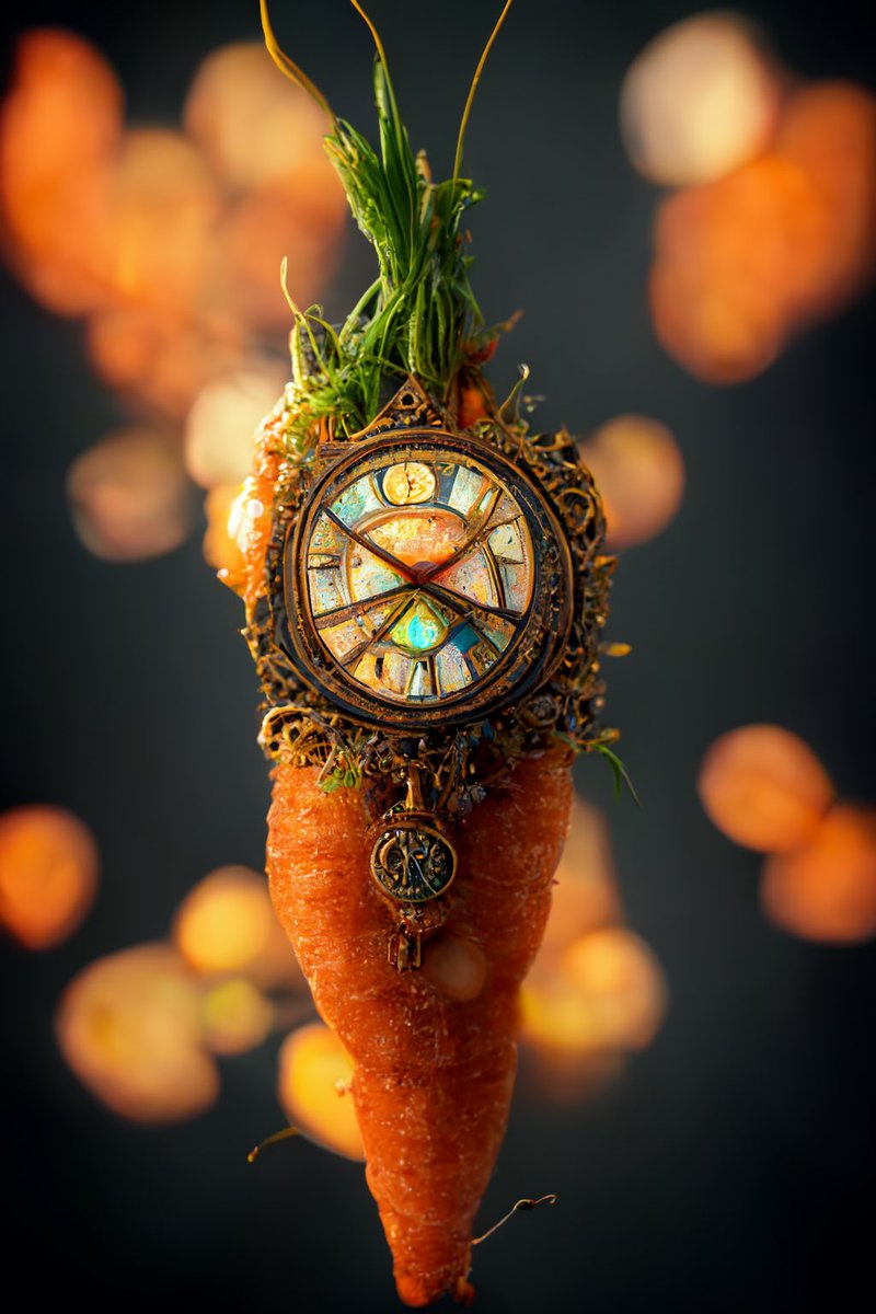 RenegadeClock's tweet photo. Carrot Clock made with @midjourney #AIart #clockcrew https://t.co/GXii0NKN9Q