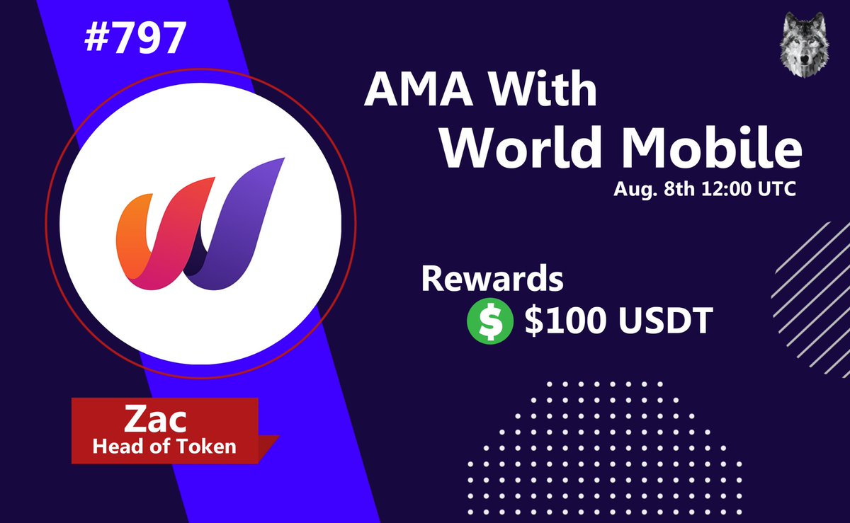 🤍AMA Series With World Mobile

🎁Prize: $100 USDT
📆Date: August 8th 12:00 UTC
🏨 Venue: t.me/CryptoTiTans0

Rules : t.me/CryptoTitansCH…

🖤 Follow

 <a href="/worldmobileteam/">World Mobile</a>

&amp;

 <a href="/CryptoTitans1/">CryptoTiTans (⬛⬜)</a>

2. Like Retweet &amp; Comment Your Questions (3 Questions Max) Tag 3 friends.