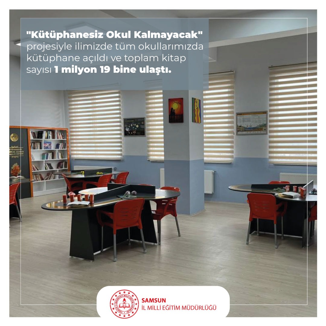 Bakanlığımızın “Kütüphanesiz Okul Kalmayacak” projesiyle ilimizde kütüphane ve kütüphanelerde bulunan kitap sayısında ciddi artışlar oldu. Tüm okullarımızda kütüphane açıldı ve toplam kitap sayısı 1 milyon 19 bine ulaştı. #eğitimdesonbiryıl <a href="/muratagar60/">Murat AĞAR</a>