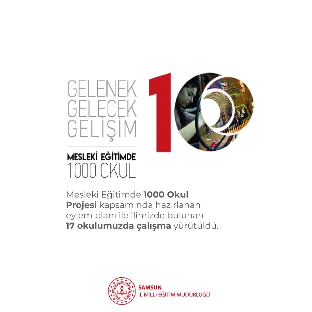 Mesleki Eğitimde 1000 Okul Projesi kapsamında hazırlanan eylem planı ile ilimizde bulunan 17 okulumuzda fiziki altyapısının ve döner sermayesinin güçlendirilmesi; yönetici, öğretmen ve öğrencilerin her konuda desteklenmesi çalışmaları yürütüldü. #eğitimdesonbiryıl