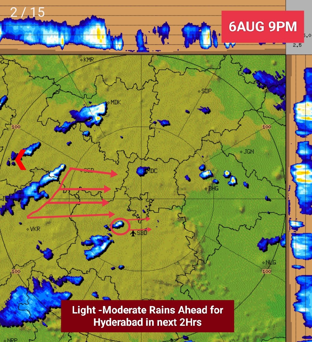 Hyderabadrains's tweet photo. #6AUG 9PM⚠️

After a Dry Day till Now, Rains Forming In Central #Telangana 🌧️

👉Light -Moderate MONSOON RAINS Expected in Many parts of City in next 2-3Hrs🌧️.

#HyderabadRains https://t.co/T8y9q71fPh