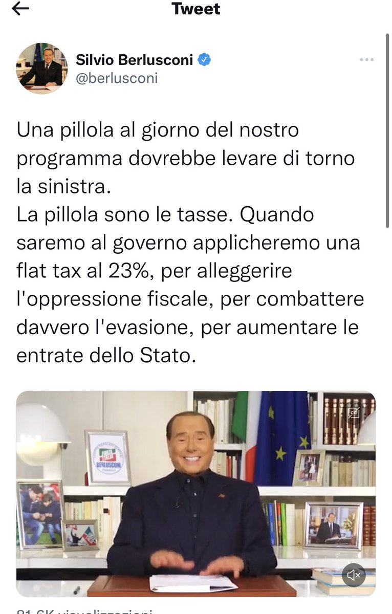 marattin's tweet photo. Oggi decine di milioni di italiani pagano già meno del 23% come aliquota effettiva media (la media è 18%). Quindi per loro questa proposta è un consistente un aumento di tasse. Del resto nelle 2 esperienze di governo del cdx la pressione fiscale è sempre aumentata (fonte Istat). https://t.co/Z0j9O5kv40