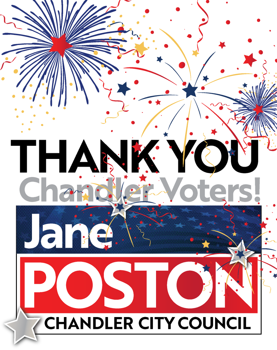 JanePoston's tweet photo. We did it! Thank you so much everyone for volunteering, donating and for your VOTE!  I will work hard to earn the trust you have placed in me.  
#lovechandler #runjanerun https://t.co/S0MeNKuT6b