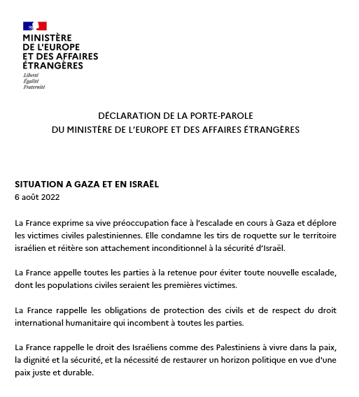 francediplo's tweet photo. #Gaza #Israël Déclaration de la porte-parole du Quai d’Orsay https://t.co/s3S3nEK3K5