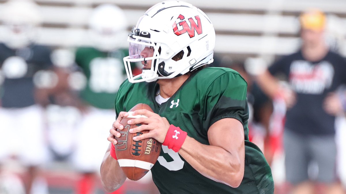 GWUFootball's tweet photo. Dawgs look good after the first day in FULL GEAR. #BornToWin https://t.co/ELZaP73EPY