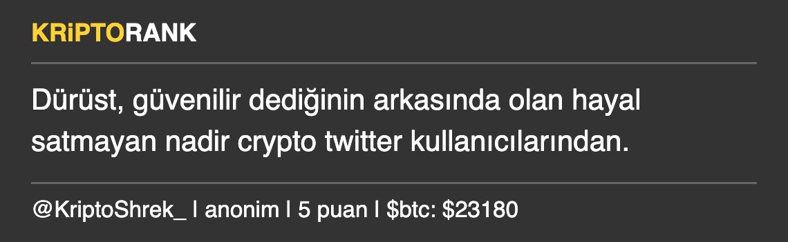 kriptorank's tweet photo. Kripto Shrek @KriptoShrek_ ile ilgili yeni yorumlara gözat #KriptoShrek_ #kriptorank https://t.co/ORJz1R2l40