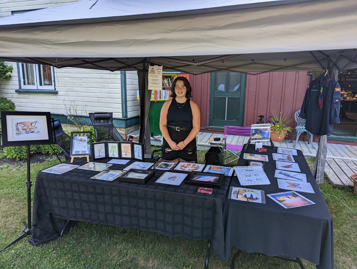 2ndSmithsFalls's tweet photo. One of our youth (@Mars_Lobby ) is participating in the Summer Artisan Market at the @museum_SF today selling her art prints to help fund her way to @WSJ2023! #scoutsdostuff #jamboree @scoutscanada @VoyageurScouts #watercolor #pastels https://t.co/vVjCMsUzD9