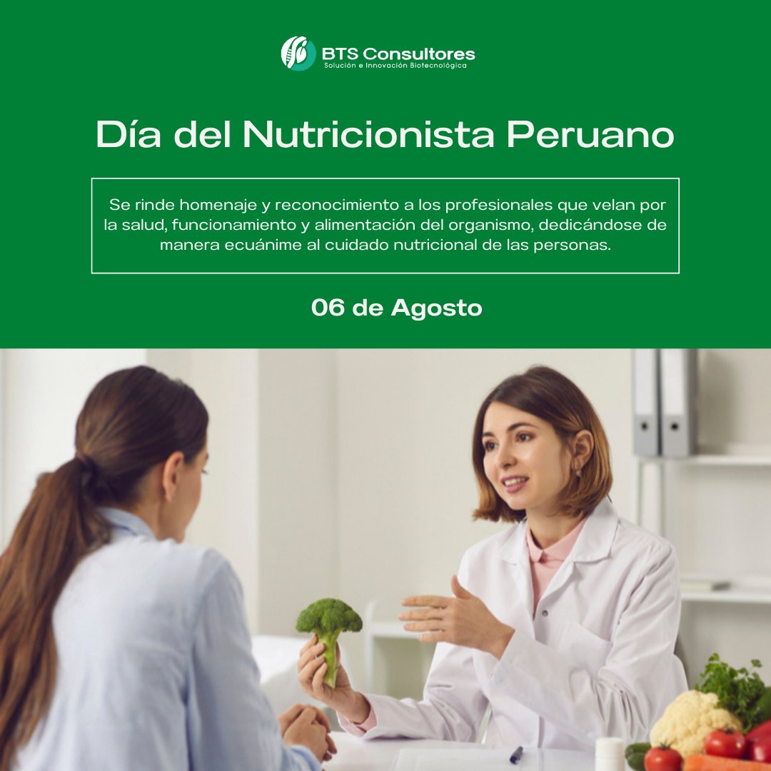BTSCONSULTORES's tweet photo. 📌Se estableció este día, un 06 de agosto, cuando egresó la primera promoción de la Escuela de Dietistas, fundada en 1947 y que se estableció en el hospital Guillermo Almenara, pionera en la formación de Dietistas y Nutricionistas en el Perú. #díadelnutricionistaperuano https://t.co/eUBbyKxYc9