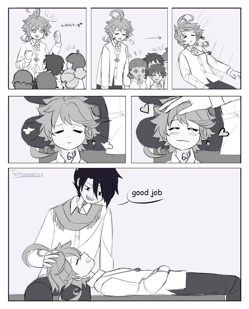 Tameowzerzz's tweet photo. It's tough being a leader but it gets easier when you have someone to fall back to
Here's my #RayEmmaDay comic!
#レイエマ #RayEmma #ThePromisedNeverland https://t.co/6QypYRrbIg