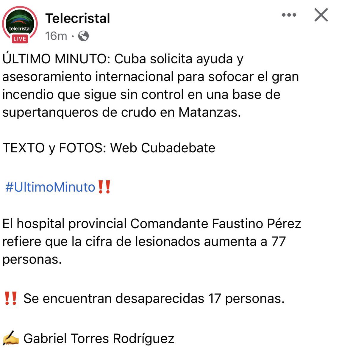 Hay un Estado fallido en Cuba. Ese gobierno es ilegítimo, ineficiente y está poniendo en peligro la vida de millones de seres humanos. Todo está colapsado y no saben cómo resolver la situación. La represión es lo único que funciona Tienen que apartarse.
