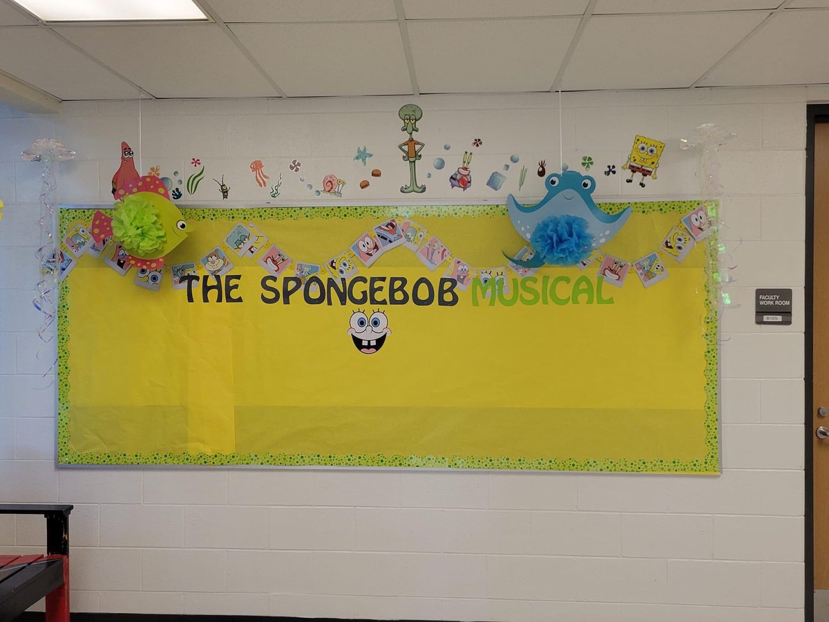 WalgerJulie's tweet photo. The SpongeBob Musical Information Board is ready. #MSNWolves https://t.co/pNuzuJ5jMg