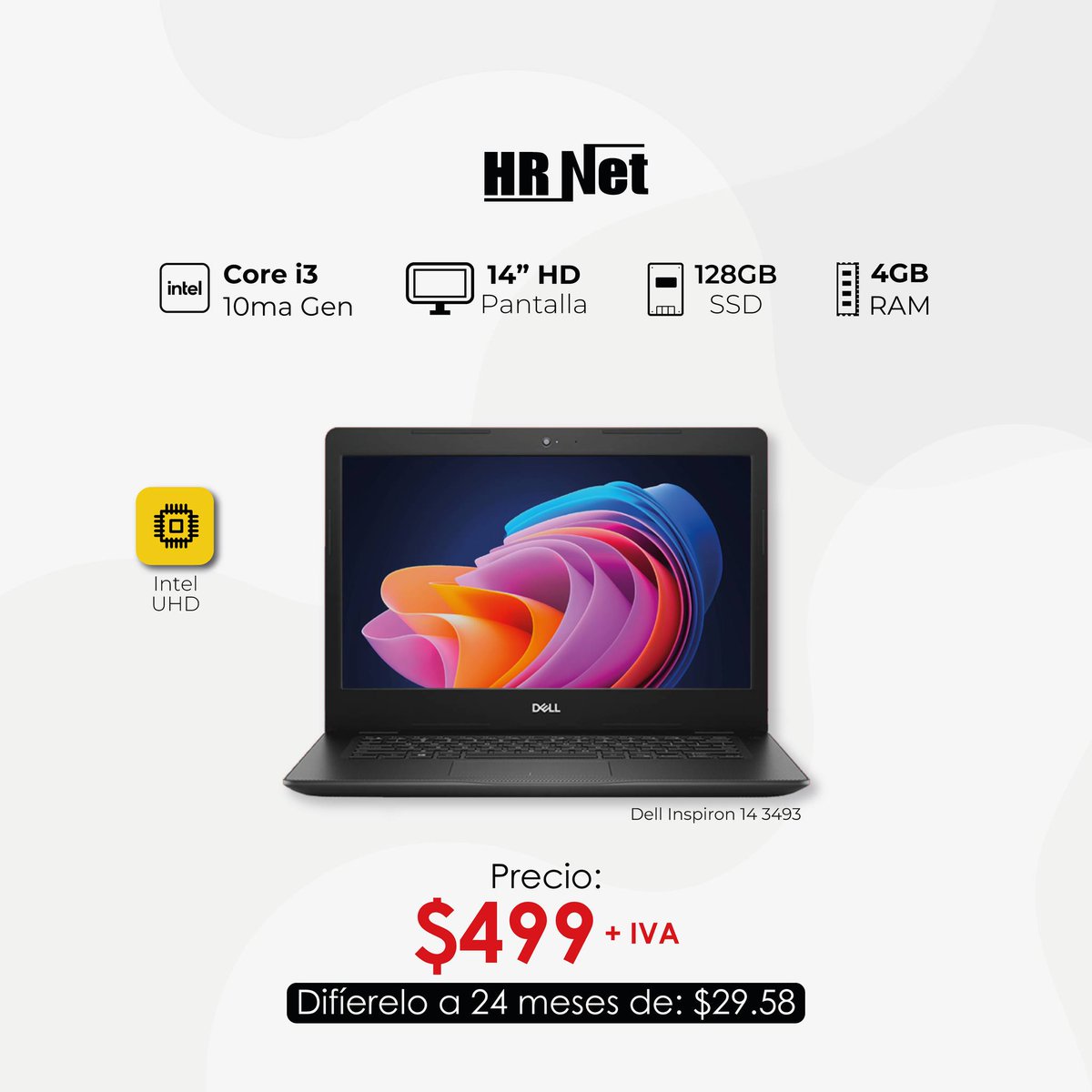 hrnetsa's tweet photo. Una portátil genial ideal para tus actividades
académicas y laborales. ⌚

Especificaciones:
▪️Procesador Core i3 de 10ma Gen
▪️4 GB de memoria RAM
▪️Pantalla de14” HD
▪️128GB SSD
▪️Tarjeta Intel UHD
▪️Webcam HD
▪️1 año de garantía

#HRNETComputadoras #HRNET #Guayaquil #Laptops https://t.co/eYEUtzQ7q8