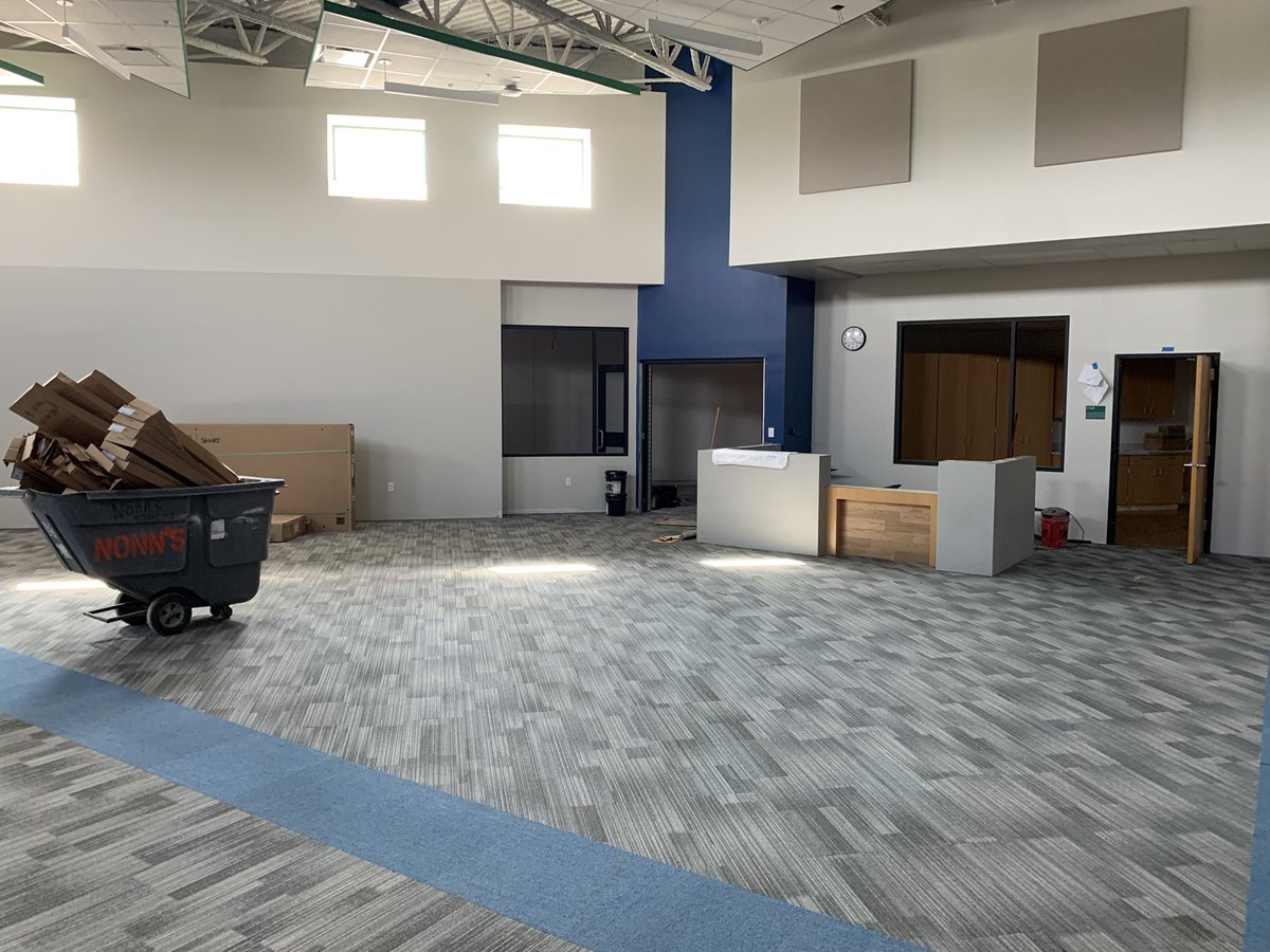 whsd_supt's tweet photo. Awesome spaces for engagement are just about ready! Check out our media center (library). #VanguardPride https://t.co/WA5HZGBnX2