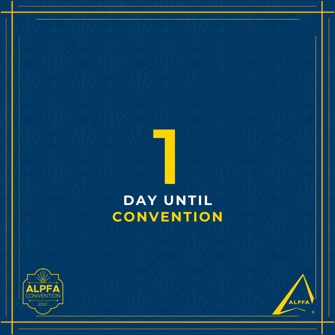 alpfa's tweet photo. Only one more day until convention. We cannot wait to see you and celebrate ALPFA’s 50th Anniversary!
#ALPFA50 #ALPFACon #ALPFAmilia #Students #Professionals #Career #Workshops #Networking #Latino #Latina #LatinX https://t.co/DupYeqdary