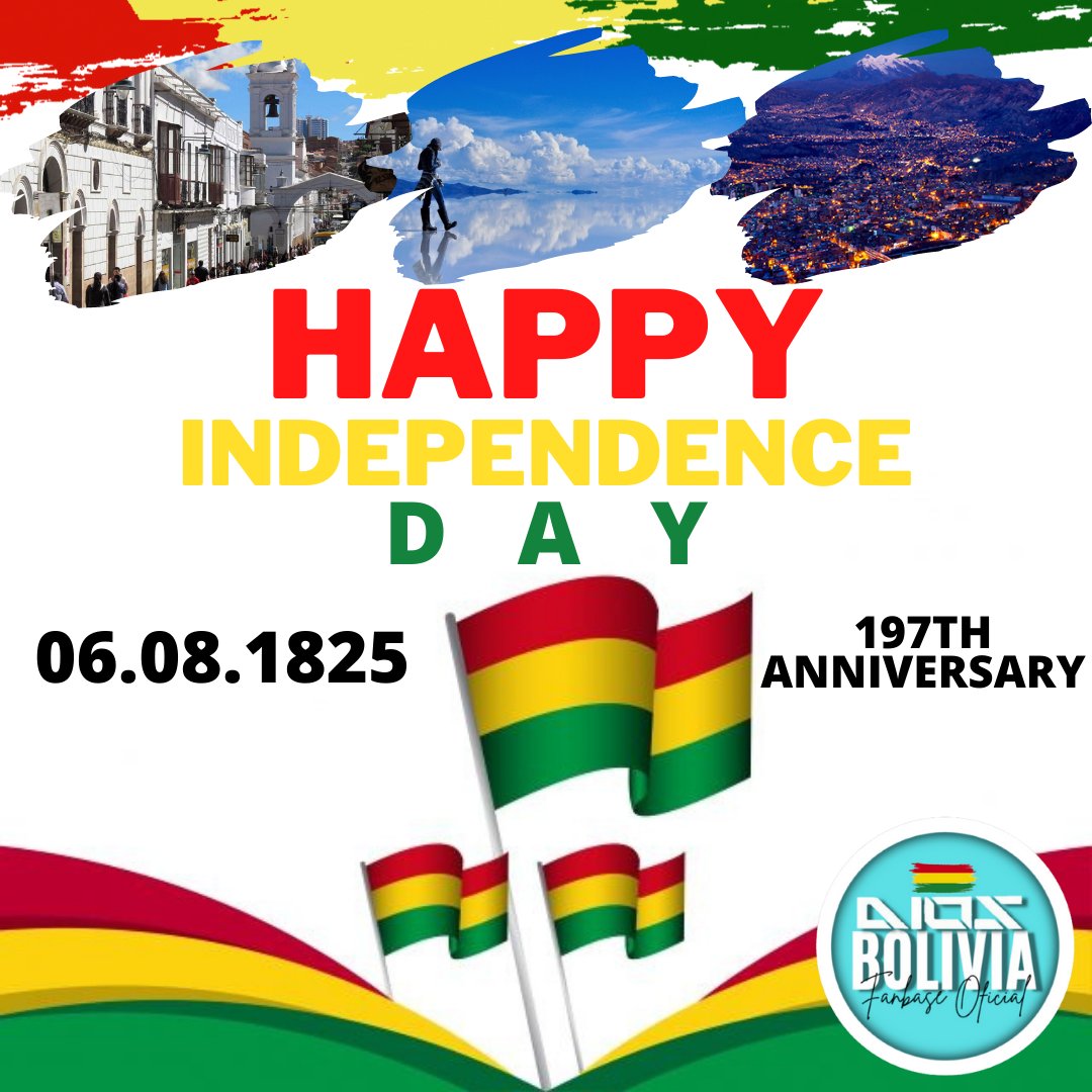 dios_bolivia_of's tweet photo. EL DÍA DE HOY LOS BOLIVIANOS, CELEBRAMOS LOS 197 AÑOS DE INDEPENDENCIA

VIVA BOLIVIA!!!!🇧🇴

#bolivia #bolivia🇧🇴 #6deAgosto https://t.co/YoAGgEn15y