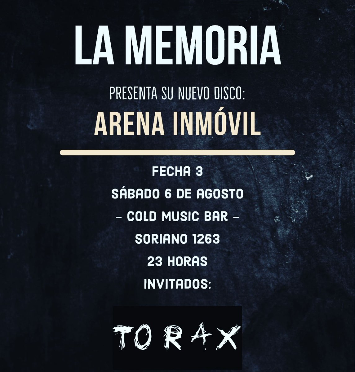 lamemoriabanda's tweet photo. #Hoy en Cold Music Bar
@lamemoriabanda en vivo junto a Tórax. https://t.co/4SRhrZPGRf
