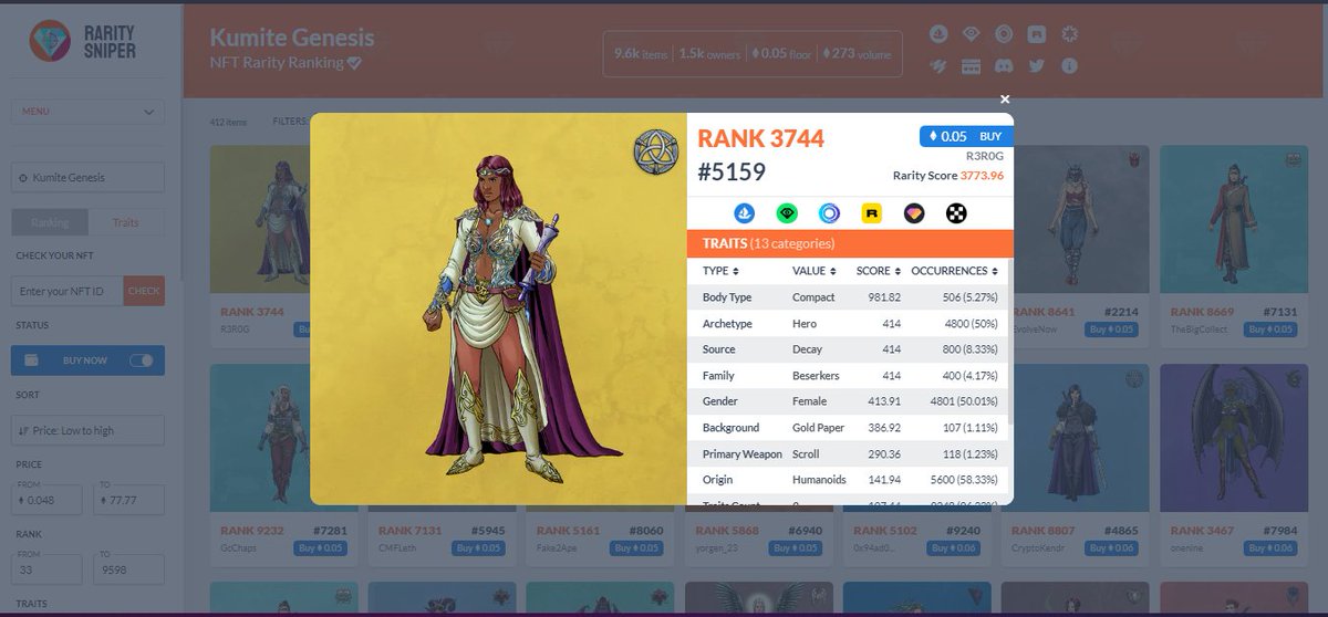 <a href="/kumitenft/">Kumite NFT</a> Collection Deal Of The Day!

Platform: <a href="/opensea/">OpenSea</a> 
NFT # 5159
NFT Rank # 3744
NFT Price: 0.05 $ETH
Family: <a href="/BerserkerKumite/">BERSERKERS - KUMITE</a> 
 
This beautiful Berserker carries a scroll that holds the prophecy for the future of Kumite!

She needs a home!
Who will help her?
#Kumite