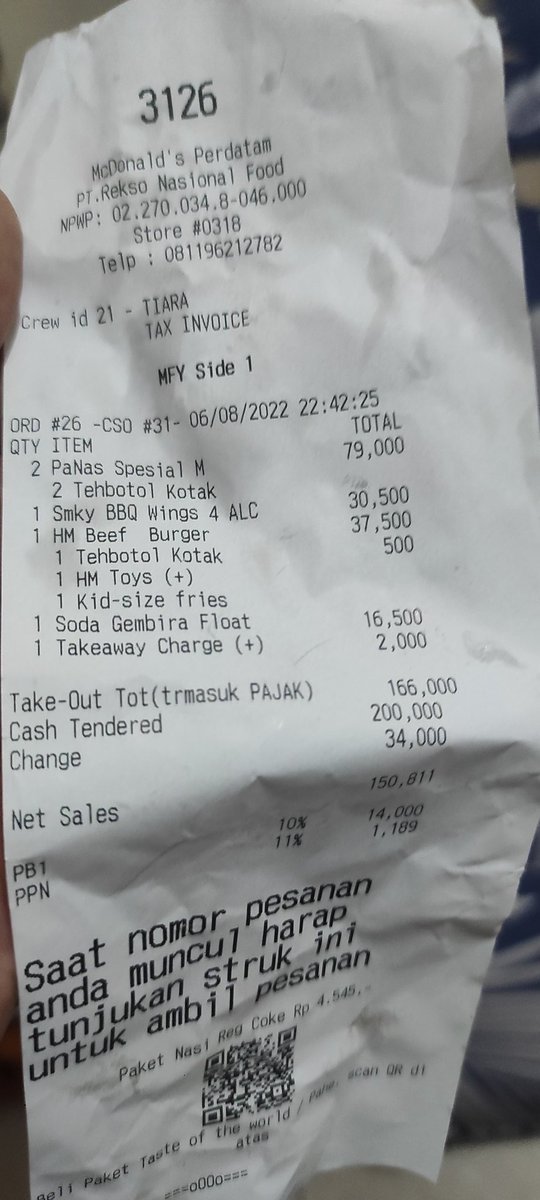 nurmanf's tweet photo. @McDonalds_ID Perdatam, malam ini rame bgt, order 2 panas, cuma dikasih 1, happy meal ga ada mainannya https://t.co/WzPjbHPXe8