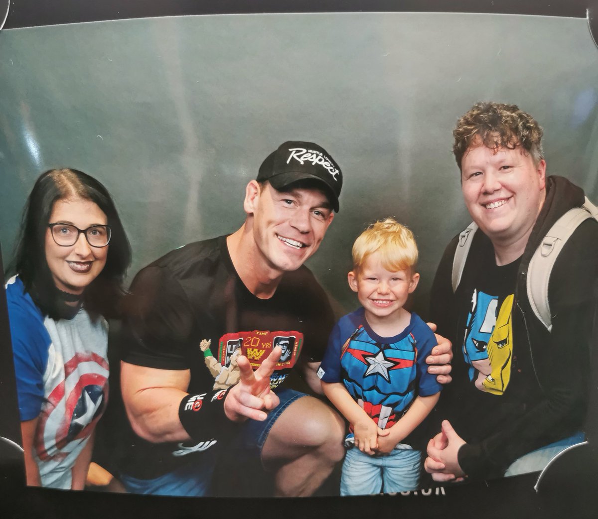 DanniGravell's tweet photo. This one was itching to pull a "you cant see me" on @JohnCena but got shy at the last second 😅 He made him feel very special though! Look at that smile ☺️ #ThankyouCena @DaleGravell https://t.co/ECL1ENQTOu