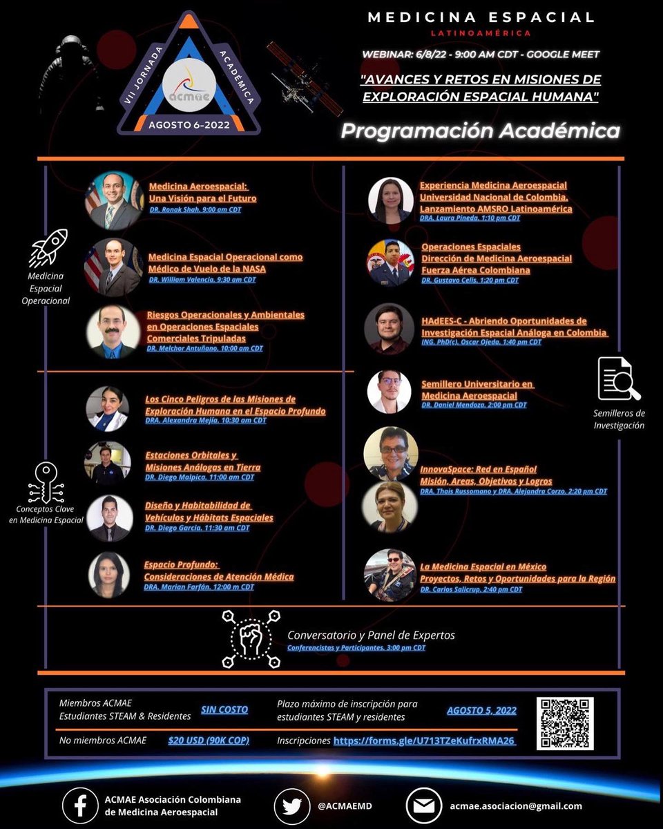 AerospaceMD's tweet photo. Qué hacemos en México y Latinoamérica en cuestiones de medicina aeroespacial, oportunidades y retos.
Los espero a las 14:30 hrs para dar la conferencia de cierre del evento! https://t.co/p1IRHU8u6X
