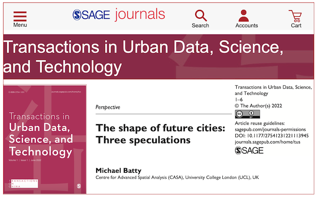 jmichaelbatty's tweet photo. A New Journal: Transactions in Urban Data, Science, &amp; Technology
https://t.co/Cb2TdhapaS 
Check out first contributions (OA) Review, Original Res Article, Editorial, &amp; Perspective (from myself: The shape of future cities: Three speculations https://t.co/FdorQSo57U @CASAUCL https://t.co/D0mk8bq1SL