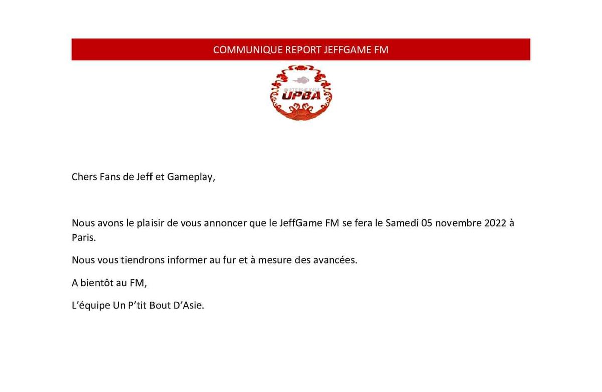 unptitboutdasie's tweet photo. See you soon
#jeffsatur #Gameplayrb #JeffGame #jeffgamefanmeetinparis #unptitboutdasie https://t.co/rMjKO1G2R3