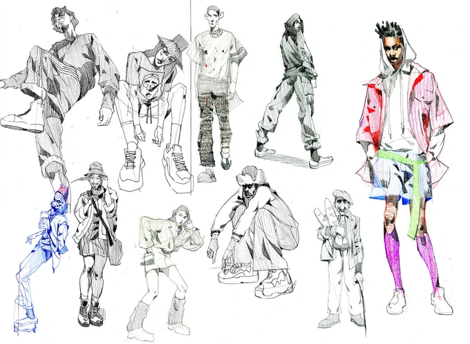 Some old fashion sketches. I see my cutie @lunachangart 